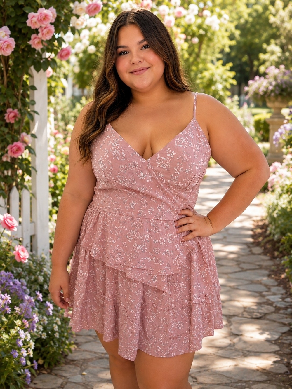 Floral 2 Piece TEEN PLUS /Med To large Adult in Dusty Rose